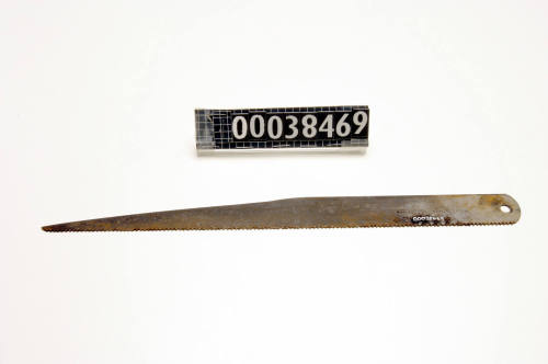 Saw blade for hacksaw used by ship plumber John Carrol