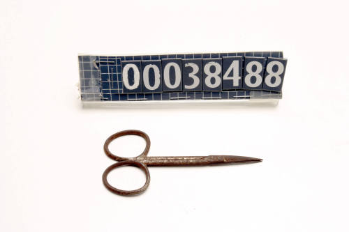 Small sharp pointed scissors part of the welding accessories used by ship plumber John Carrol