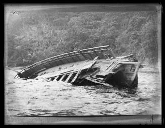 Partially submerged wreck, probably the ferry GREYCLIFFE, at Bradleys Head