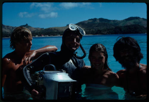 Ron Taylor with the cast of "The Blue Lagoon"