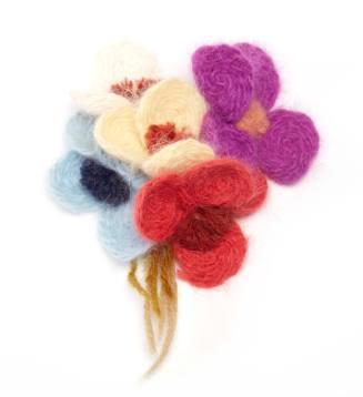 Crocheted angora poppy bouquet