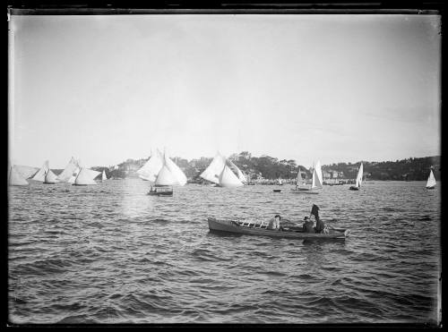 18-footers and  Umpires launch off Clark Island , inscribed 924