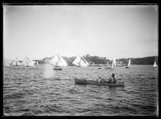 18-footers and  Umpires launch off Clark Island , inscribed 924