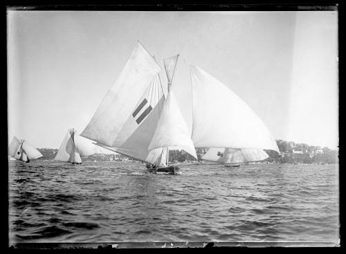 18-foot skiffs on Sydney Harbour, inscribed 947