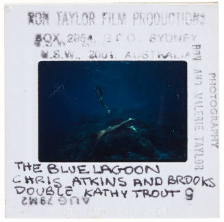 Chris Atkins and Kathy Troutt diving during filming of "The Blue Lagoon"