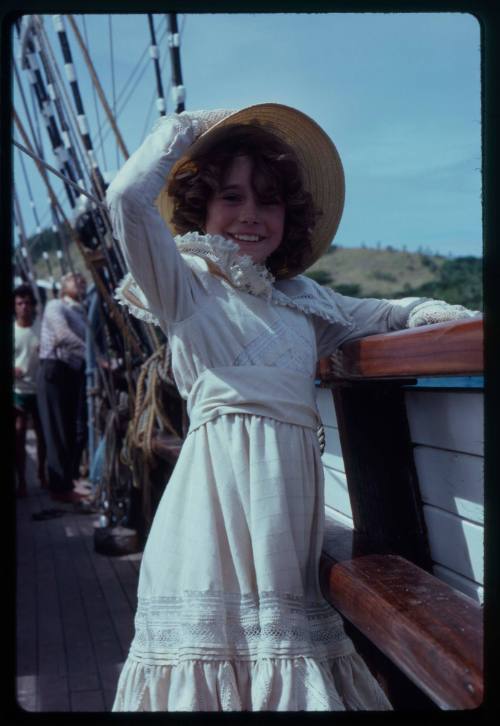 Elva Josephson on the set of "The Blue Lagoon"