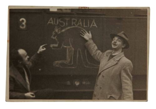 Painted picture of kangaroo on our train in Ludwigsburg, November 1948