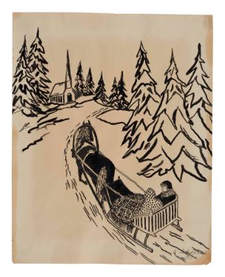 Drawing of winter scene