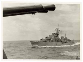 HMAS VOYAGER at sea taken from HMAS VAMPIRE gun turret