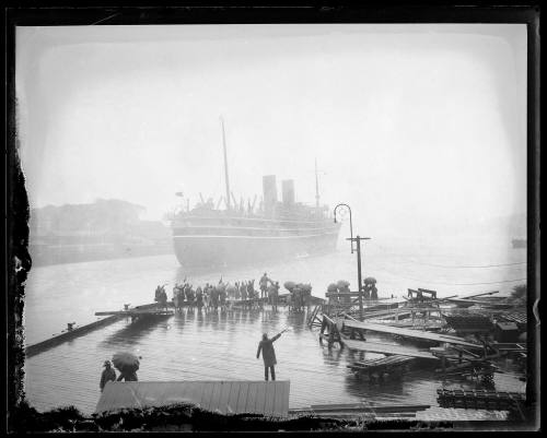 Departing passenger liner leaving the P&O wharf in Sydney Cove