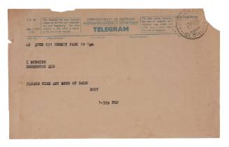 Telegram from Ruby McBride to RAN personnel
