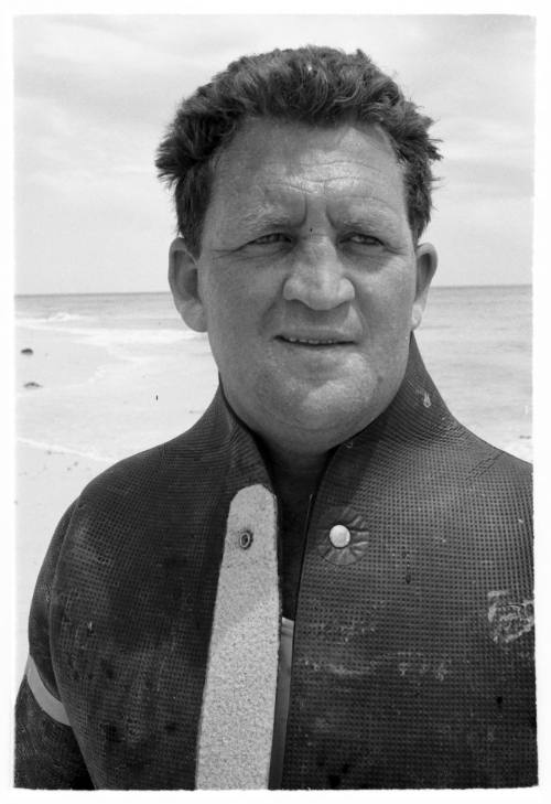 Black and white  Portrait shot of diver