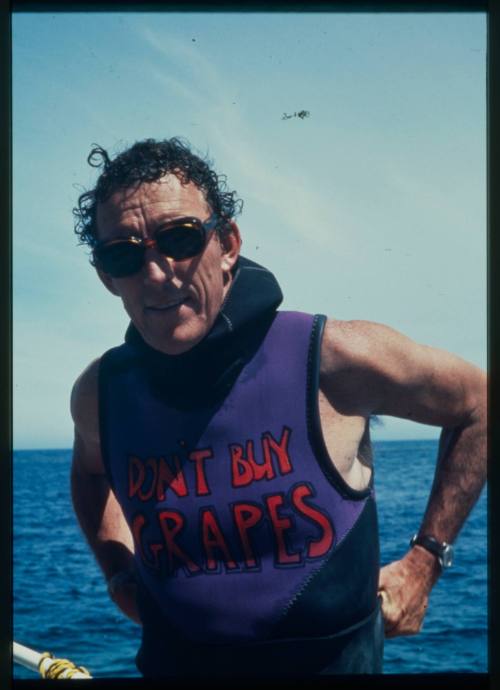 Shot of person in wetsuit vest with ocean in the background