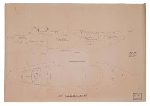 General Arrangement Plan, 38.4M Schooner Yacht, John K Griffin designer