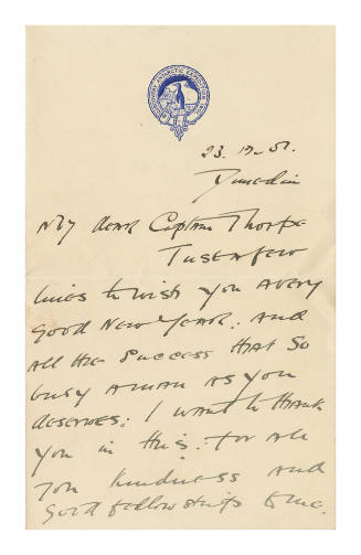 Handwritten letter to Captain Thorpe from Ernest Shackleton