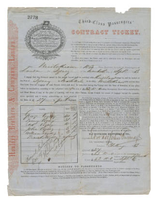 Third class ticket issued by Houlder Brothers and Co