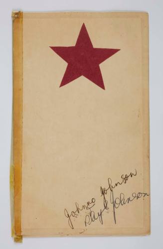 Handmade menu with red star and masonic symbol