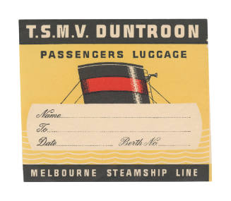 Baggage label TSMV DUNTROON