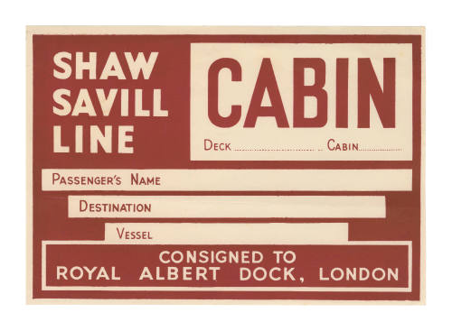 Passenger Cabin baggage label Shaw Savill Line