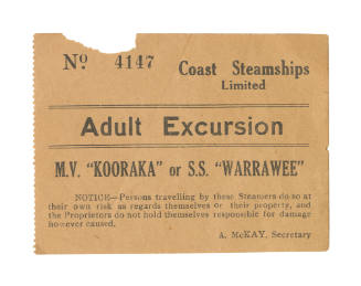 Adult excursion ticket for MV KOORAKA or SS WARRAWEE