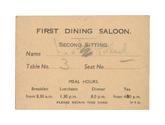 First class saloon seating card