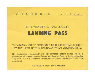 Chandris Lines disembarking passenger's landing pass
