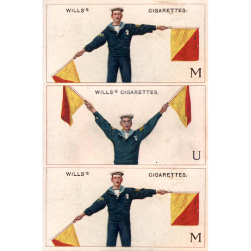 M [Flag semaphore]: Wills's Cigarettes: No. 13 signalling series