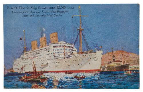 Postcard titled: P&O Electric Ship STRATHAIRD  22,500 tons