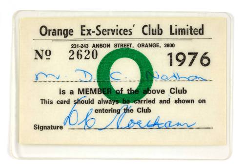 Orange Ex-Services Club Limited Membership Card