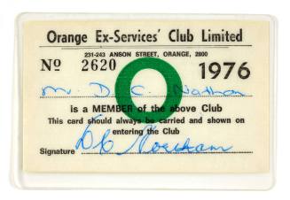 Orange Ex-Services Club Limited Membership Card