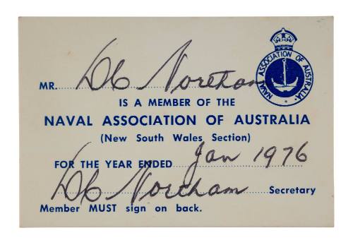 Naval Association of Australia membership card