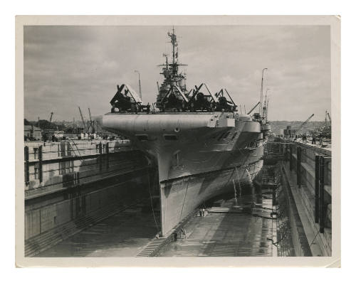 Naval vessel in dry dock