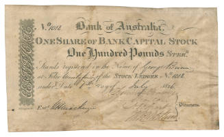 Bank of Australia Share Certificate number 1018 issued to George Bunn
