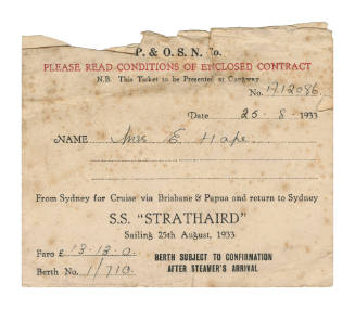 Envelope for a ticket on the SS STRATHAIRD