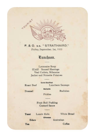 Friday Luncheon Menu on SS STRATHAIRD