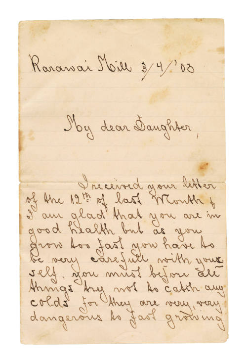 Letter by Alfred Erlemann to his daughter