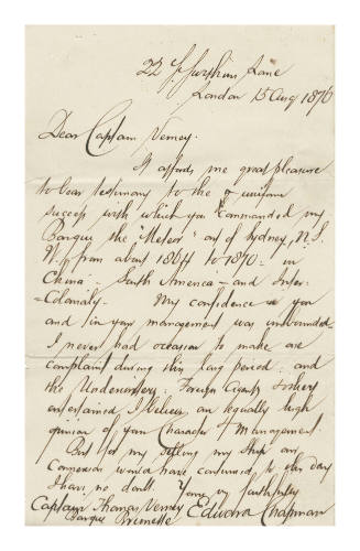 Letter to Captain Verney by Edward Chapman