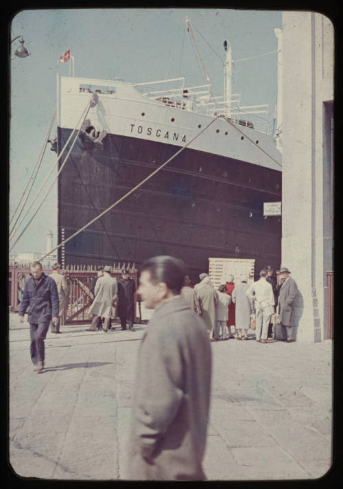 Bow of the SS TOSCANA at the wharf in Trieste