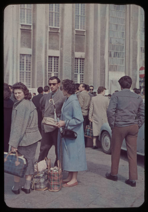 Crowd of people with luggage