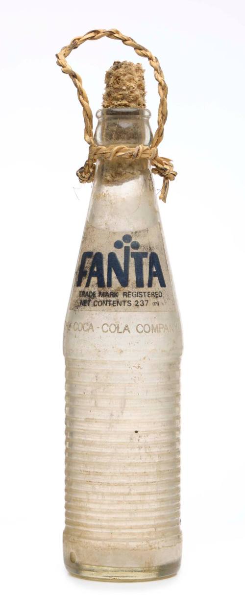 Fanta bottle containing holy water from the village of Lamalera