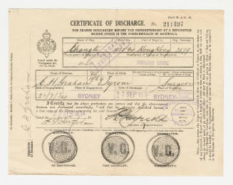 Certificate of Discharge for Charles H Graham from CHANGTE