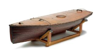 Hull of an unnamed 2-foot sailing model of a 24 foot skiff