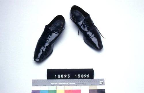 Black leather shoe, worn by Don McCulloch (left, size 9)