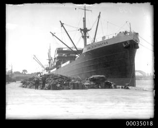 SS ANN STATHATOS loading or discharging cargo possibly at Jones Bay Wharf