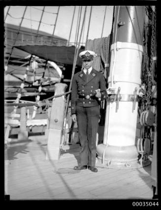 Chilean navy officer on board GENERAL BAQUEDANO