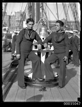 Chilean sailors posing on the deck of GENERAL BAQUEDANO