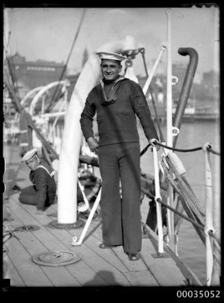 Chilean sailor on the deck of GENERAL BAQUEDANO during a visit to Sydney