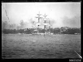 Three-masted barque MENNOCK in a harbour