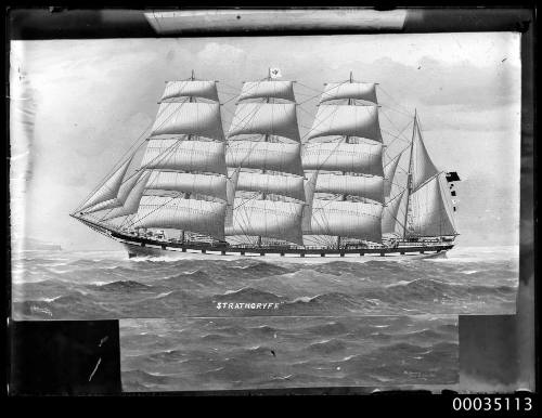 Painting of the four masted barque STRATHGRYFE