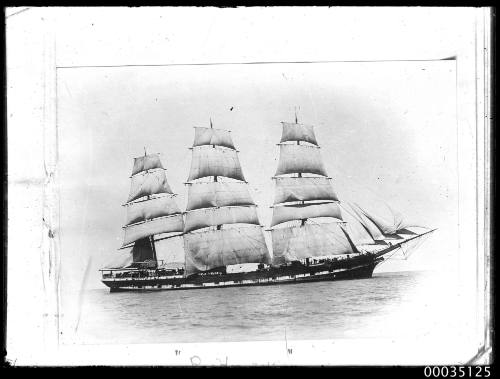 Starboard view of full rigged ship